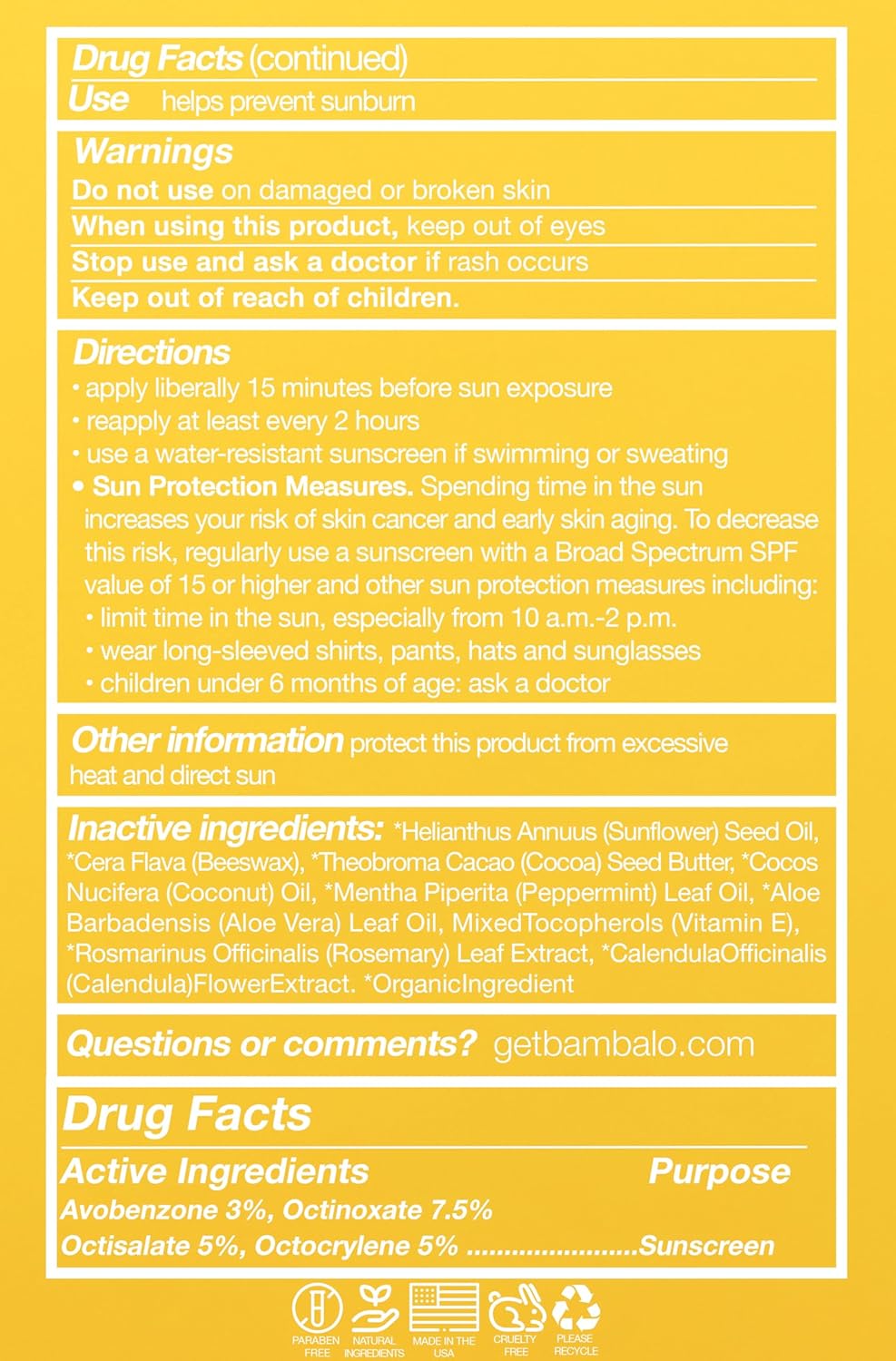 4-Pack Peppermint SPF 15 Lip Balm - Organic Ingredients, Broad Spectrum UVA/UVB Protection - Hydrating & Moisturizing, USA Made