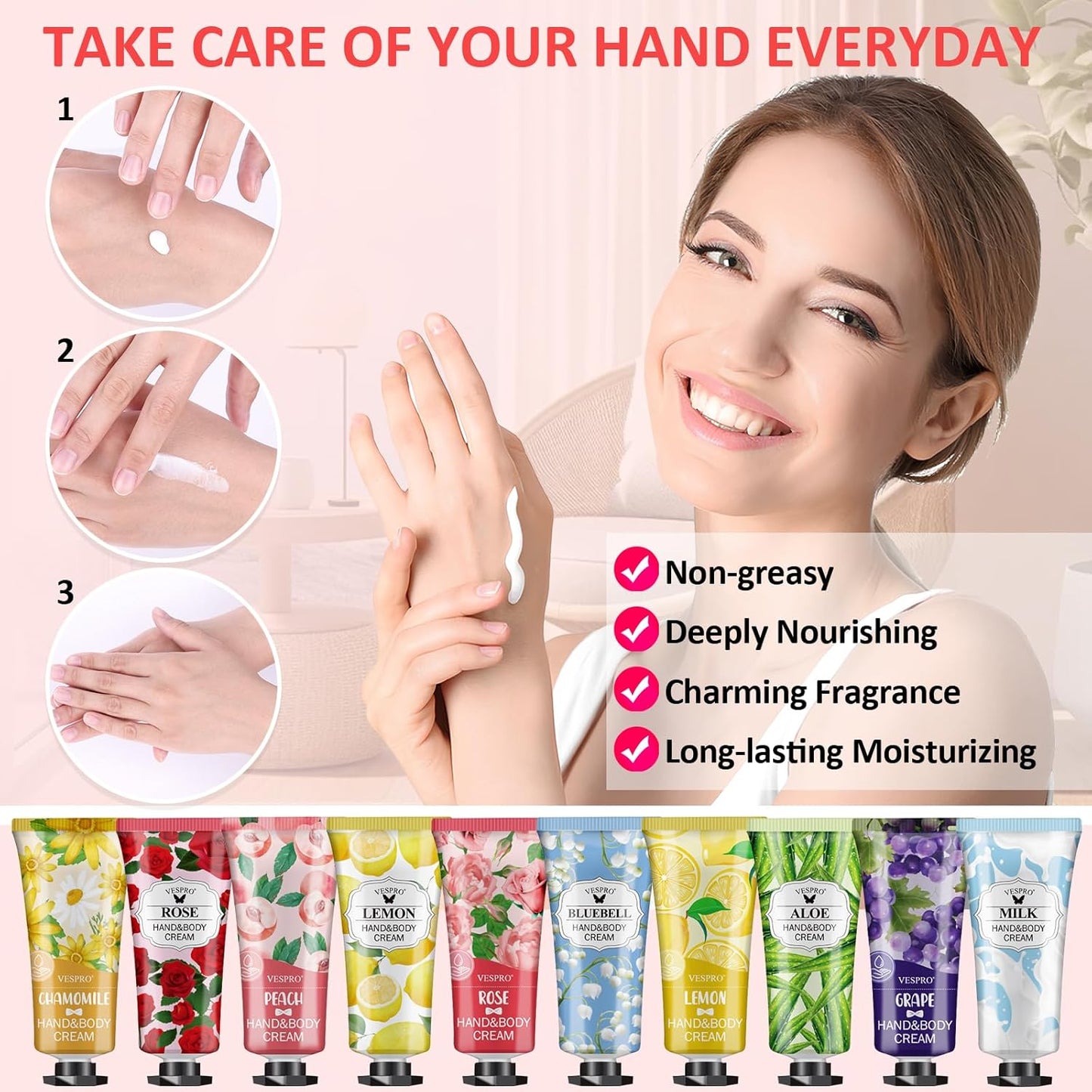 VESPRO 140 Pack Hand Cream Gifts Set For Women, Hand Lotion Travel Size for Dry Cracked Hands, Mini Hand Cream for Teacher Gifts, Employee Appreciation Gifts, Bridal Shower Favors and Thank You Gifts