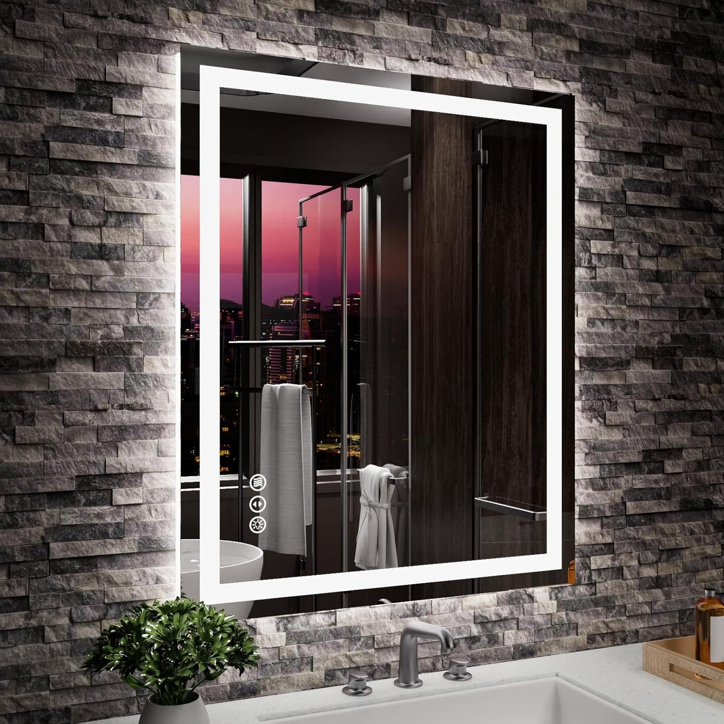 Amorho LED Mirror for Bathroom 24" X30" with Front Light and Backlit, Stepless Dimmable, Shatter-Proof, Memory, 3 Colors, Wall Mount (Horizontal/Vertical)