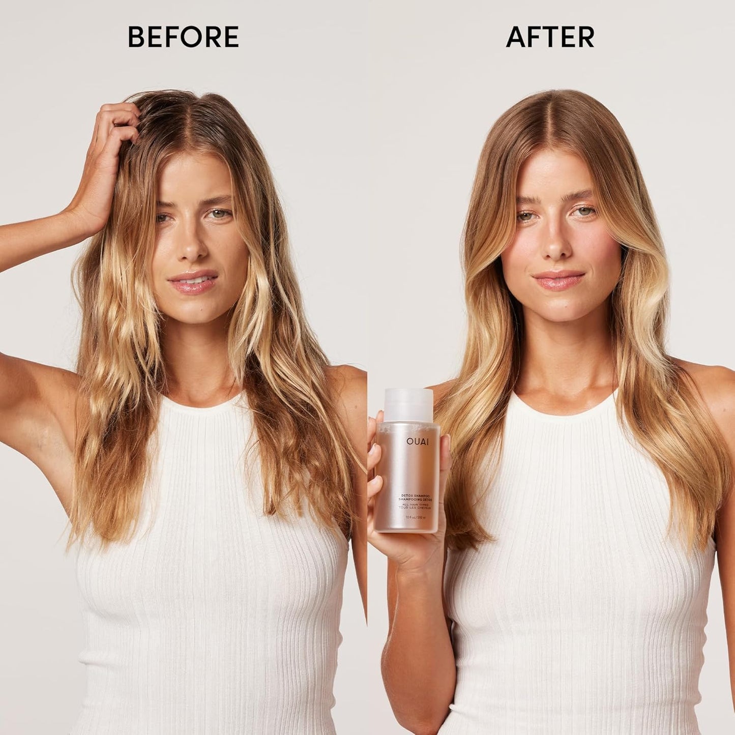 OUAI Detox Shampoo - Clarifying Shampoo for Build Up, Dirt, Oil, Product and Hard Water - Apple Cider Vinegar & Keratin for Clean, Refreshed Hair - Sulfate-Free Hair Care (16 oz)