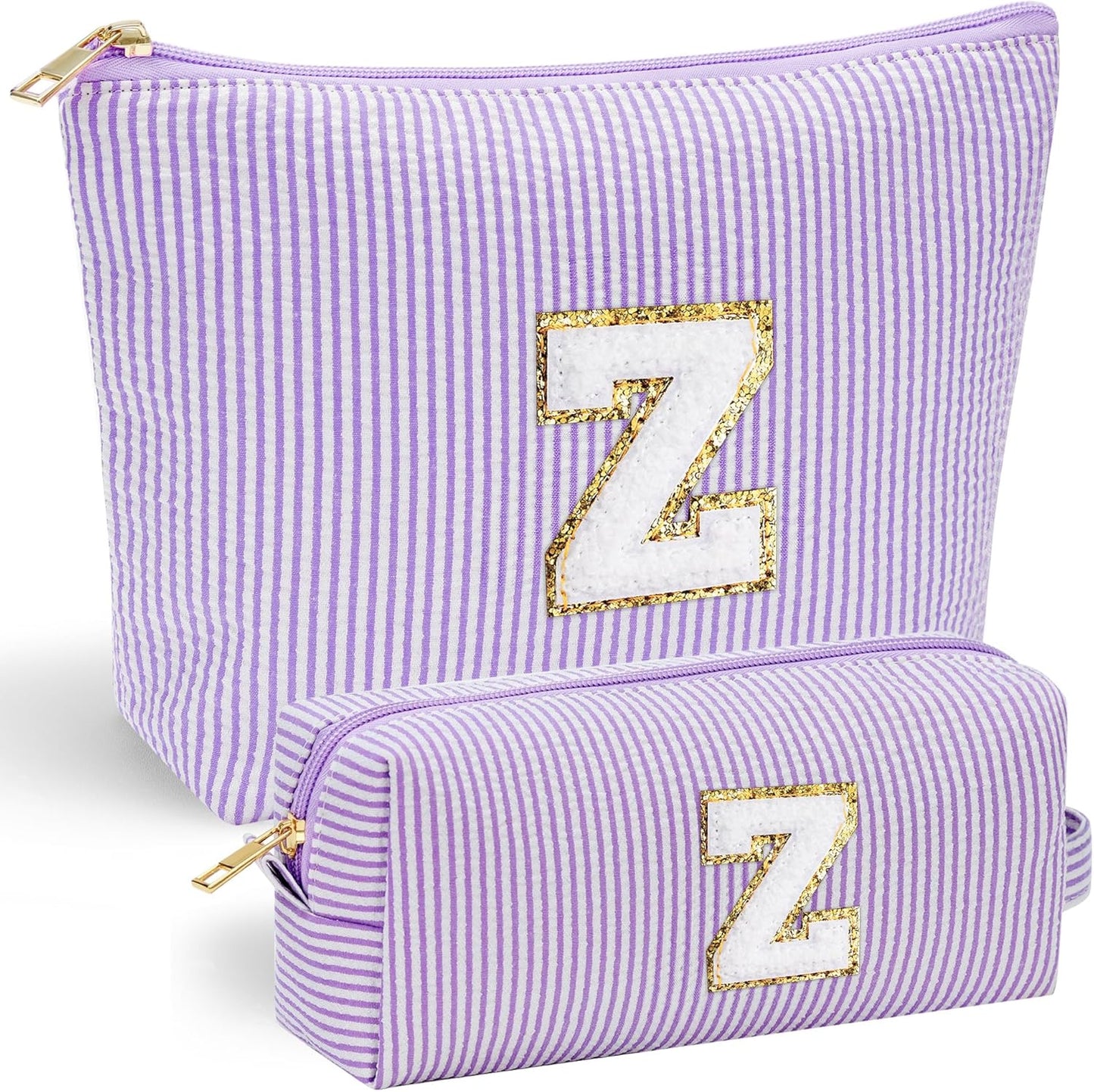 YOOLIFE Purple Makeup Bag for Women - Personalized Initial Cute Makeup Pouch Make Up Case for Girlfriend Bridesmaid Wife | Cosmetic Travel Toiletry Bag for Friend Female | Birthday Gift for Her Mom Z