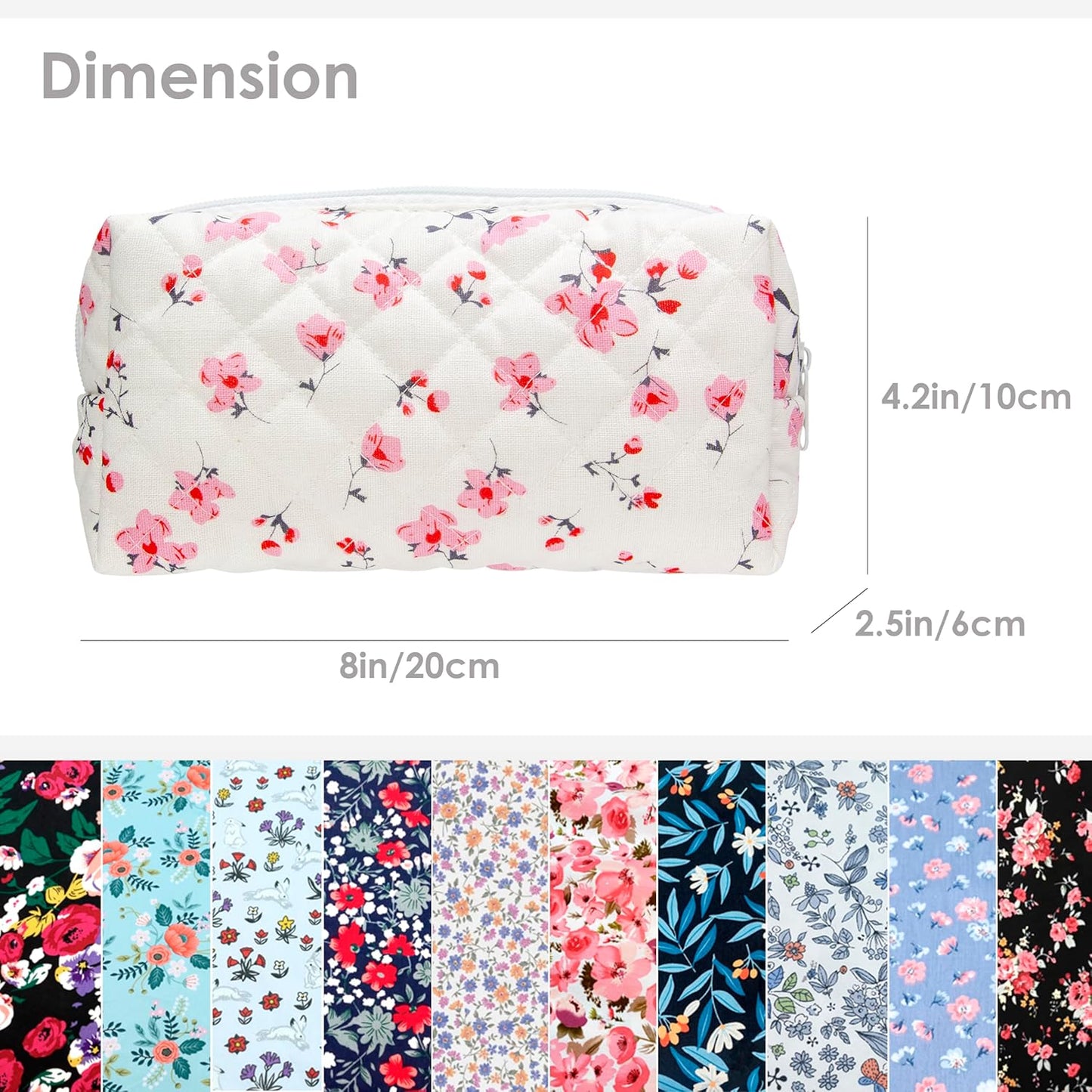 PAZIMIIK Vintage Quilted Makeup Bag Cosmetic Pouch for Brushes Pencils and Travel Make Up Accessories for Women and Girls Myrtle Pink