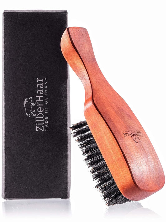 ZilberHaar Major – Men's Hair and Beard Brush – Soft Boar Bristles – Massages and Exfoliates Skin and Scalp – Ideal Men's Grooming Accessory – Made in Europe