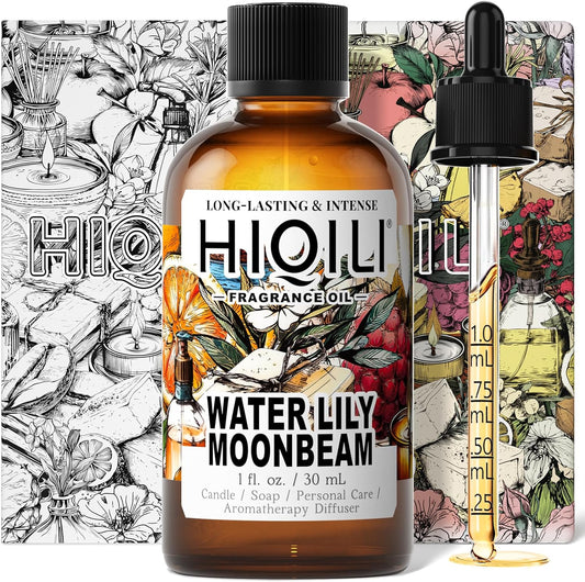 HIQILI Water Lily Moonbeam Fragrance Oil for Diffuser, Candles, Soap & Perfume Making, Floral Scent, Long-Lasting Aroma - 1 Fl Oz