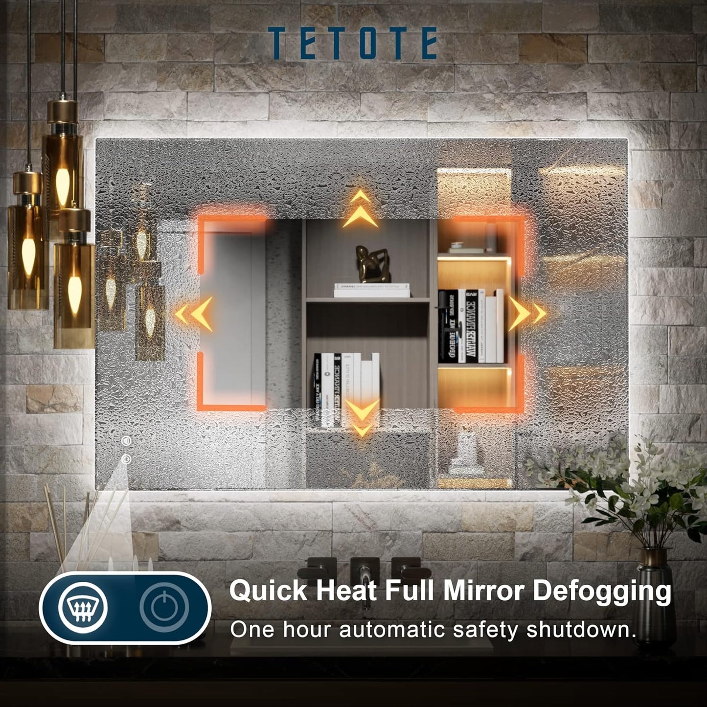TETOTE 24 x 36 Inch LED Mirror Backlit Bathroom,Anti-Fog Mirror with Light,Dimmable,CRI90+,IP54 Water Proof,Wall Mounted Vanity Lighted,Horizontal/Vertical