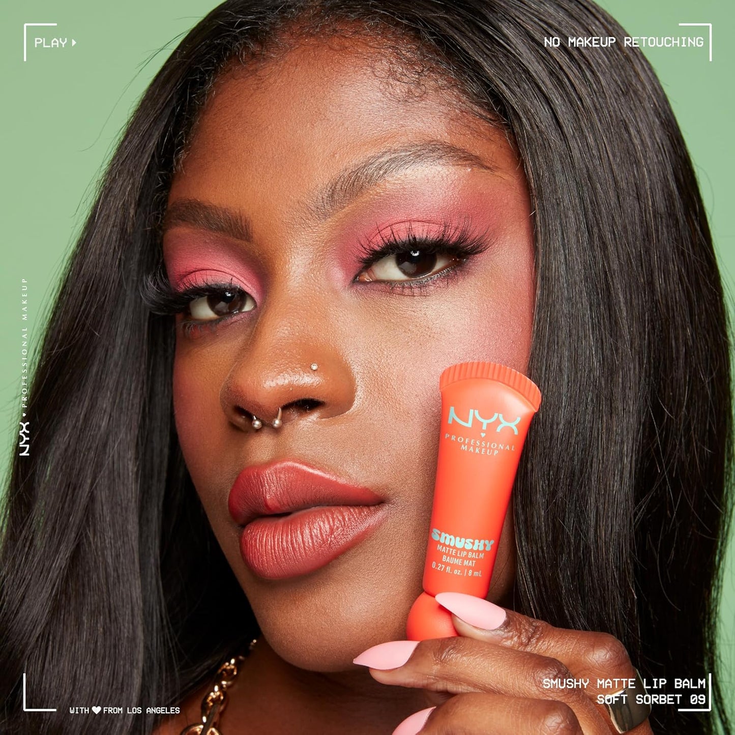 NYX PROFESSIONAL MAKEUP Smushy Matte Lip Balm, Tinted Lip Moisturizer with Soft, Matte Finish - Soft Sorbet (Orange)