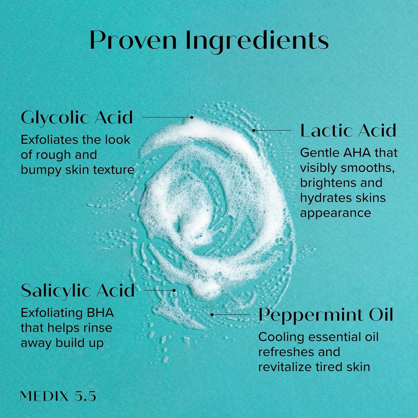 Medix 5.5 Glycolic Acid + Lactic Acid Exfoliating Body Wash Gel | KP Bump Eraser | AHA Exfoliant Skin Care Body Cleanser | Keratosis Pilaris & Acne | Anti Aging AHA Foaming Body & Face Wash, 15 Fl Oz