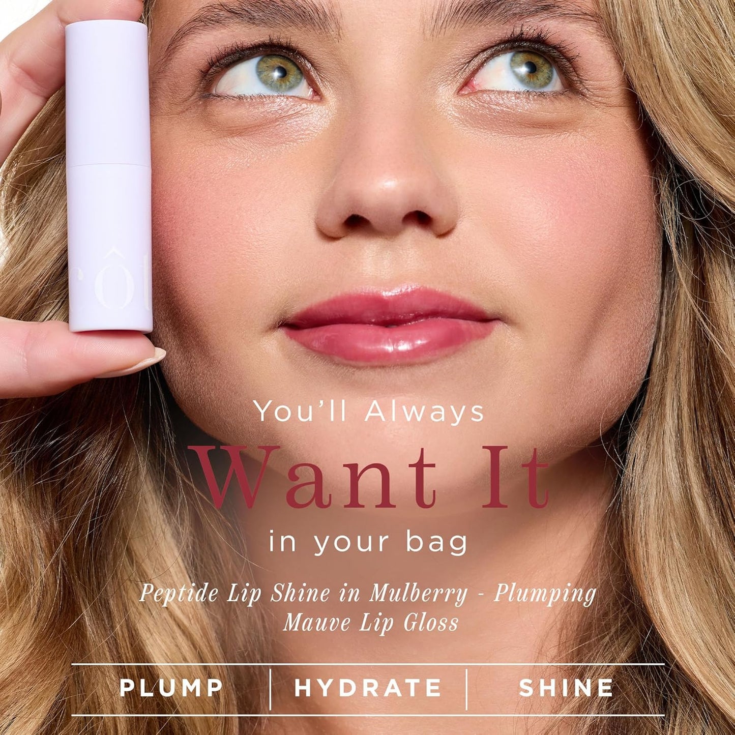 Côte Beauty's Mulberry Peptide Lip Shine, Ultra Hydrating & Long-Lasting Mauve Plumping Lip Gloss for Women with Hyaluronic Acid, Shea Butter & Jojoba Oil, Vegan & Cruelty-Free, 0.12 Fl Oz