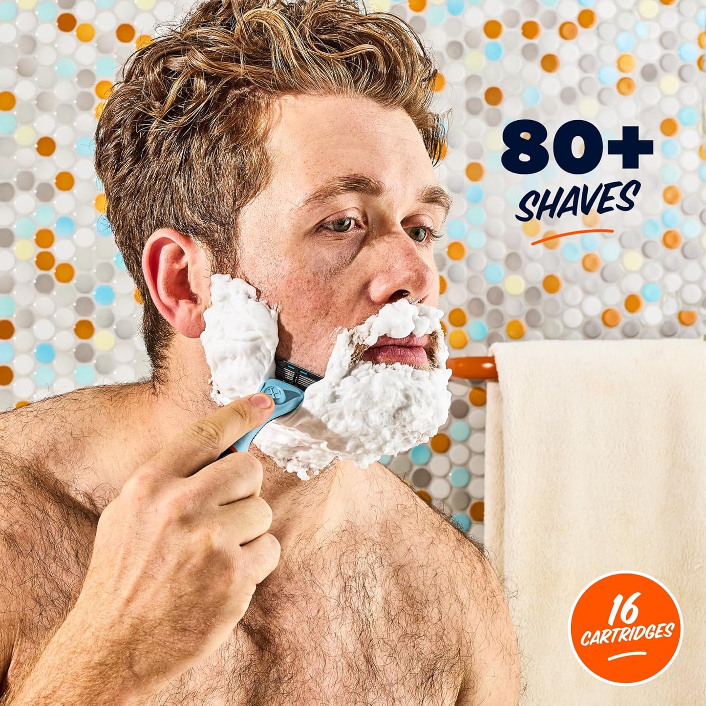 Dollar Shave Club | 4 Blade Razor Refills (16 Pack) | Swift Rinse Blades for Longer and Thicker Hair