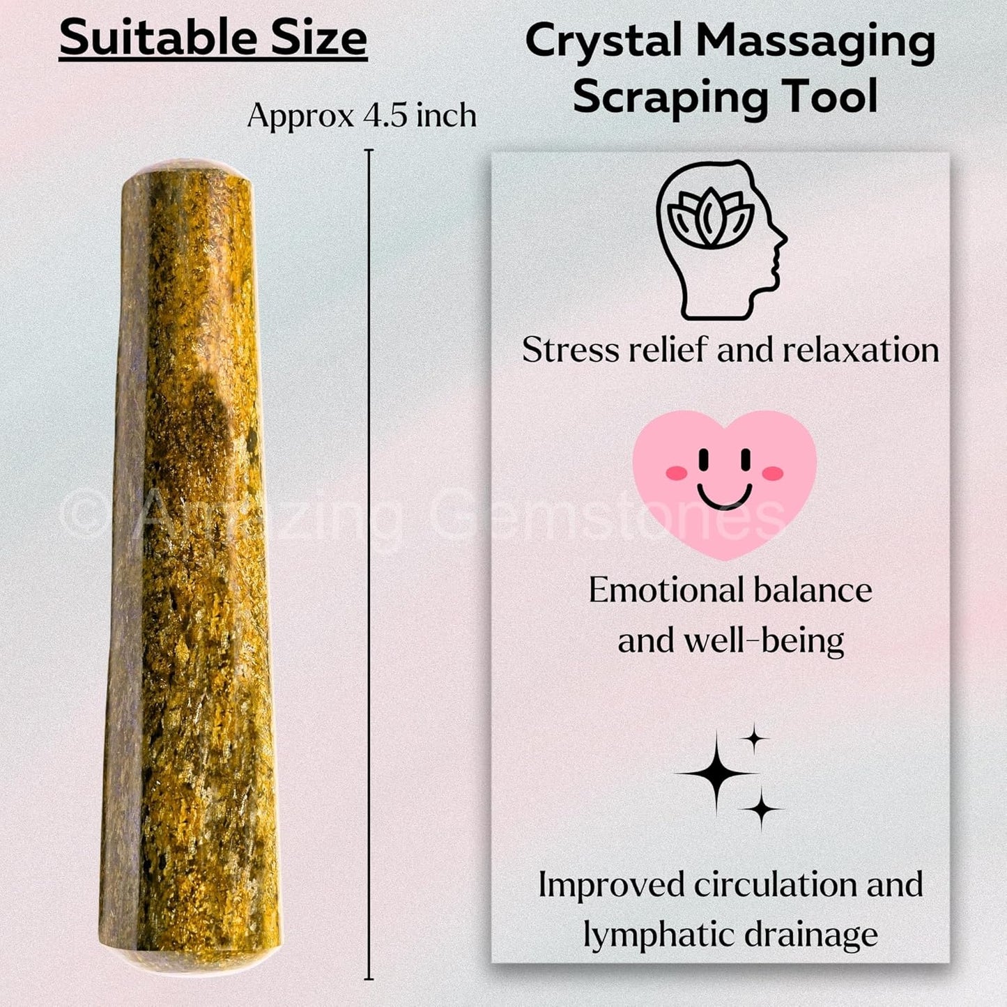 Amazing Gemstone Bronzite Crystal Wand Massage Stick - Pelvic Wand Gua Sha for Adults - Crystals and Healing Stones Massage Wands for Adults Gifts (Smooth)