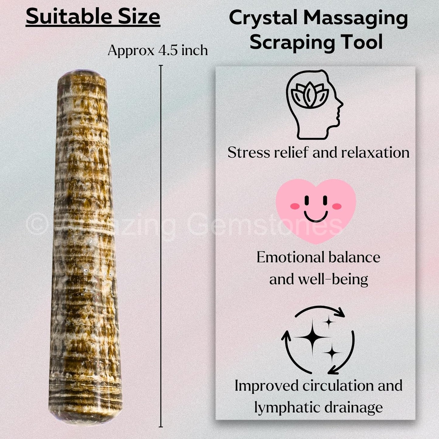 Amazing Gemstone Aragonite Crystal Wand Massage Stick - Pelvic Wand Gua Sha for Adults - Crystals and Healing Stones Massage Wands for Adults Gifts (Smooth)