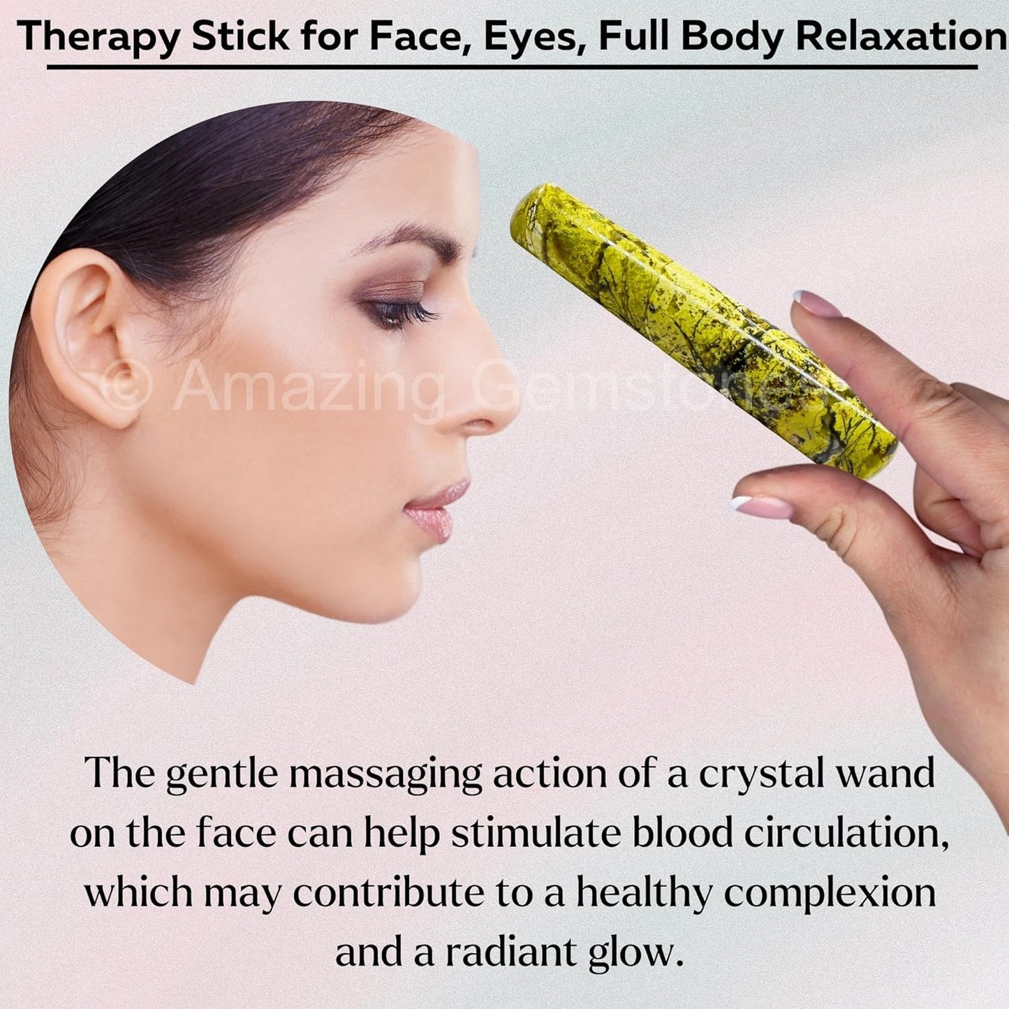 Amazing Gemstone Green Opal Crystal Wand Massage Stick - Pelvic Wand Gua Sha for Adults - Crystals and Healing Stones Massage Wands for Adults Gifts (Smooth)
