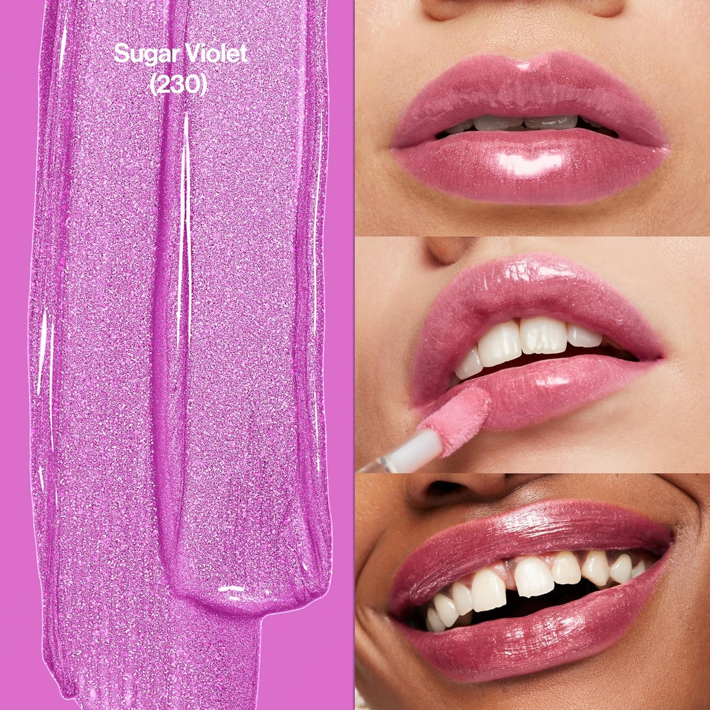 Revlon Super Lustrous Lip Gloss, Non-Sticky, Hydrating, High Shine Finish, 230 Sugar Violet, 0.13 oz