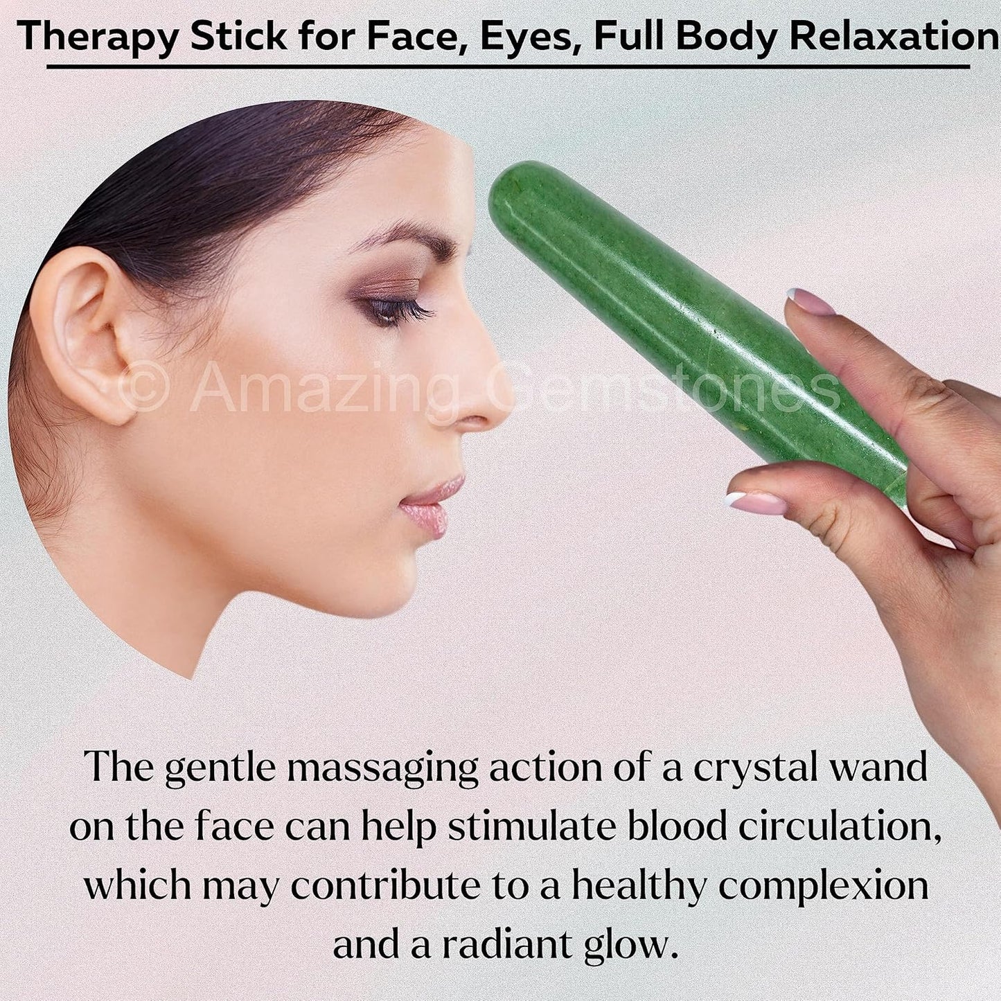 Amazing Gemstone Green Aventurine Crystal Wand Massage Stick - Pelvic Wand Gua Sha for Adults - Crystals and Healing Stones Massage Wands for Adults Gifts (Smooth)